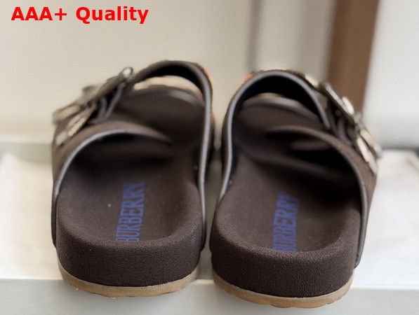 Burberry Check Suede Urchin Sandals in Dark Brown Replica