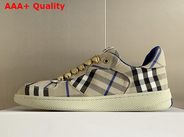 Burberry Check Terrace Sneakers in Lichen Cotton Blend Woven Replica