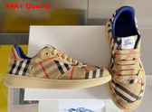 Burberry Check Terrace Sneakers in Sand Cotton Blend Woven Replica