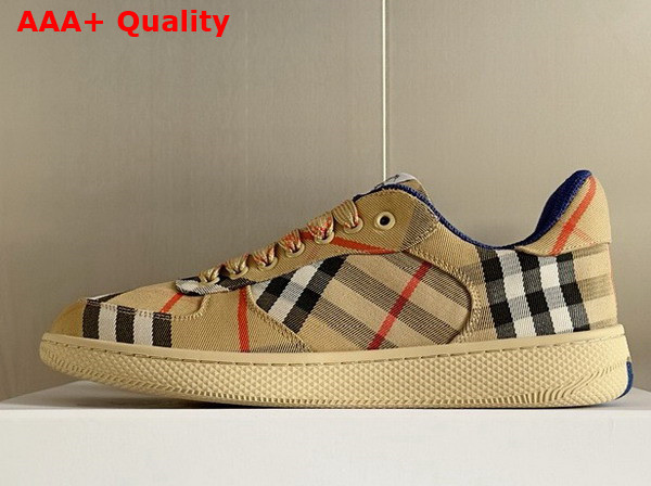 Burberry Check Terrace Sneakers in Sand Cotton Blend Woven Replica