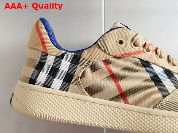 Burberry Check Terrace Sneakers in Sand Cotton Blend Woven Replica