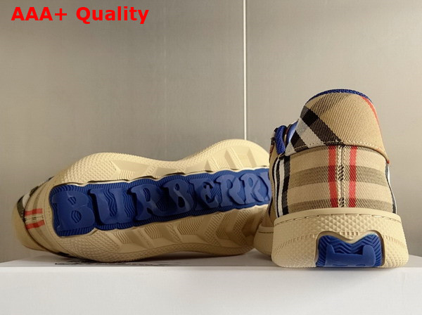 Burberry Check Terrace Sneakers in Sand Cotton Blend Woven Replica