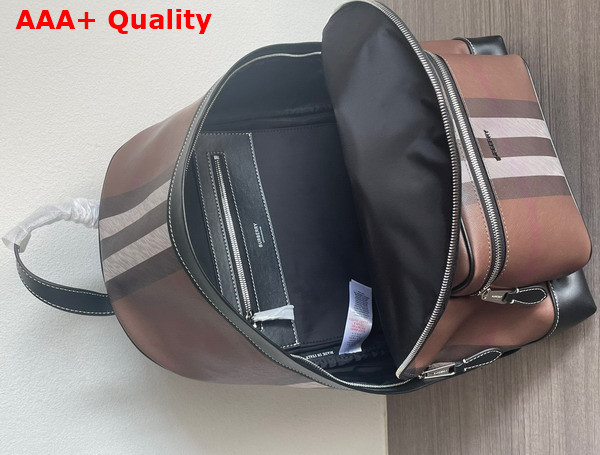 Burberry Check and Leather Backpack Dark Brich Brown Replica