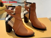 Burberry Check and Leather Heel Boots Brown Archive Beige Replica