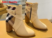 Burberry Check and Leather Heel Boots in Beige Replica