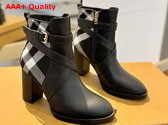 Burberry Check and Leather Heel Boots in Black Replica