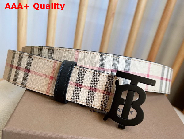 Burberry Check and Leather TB Belt in Archive Beige Replica