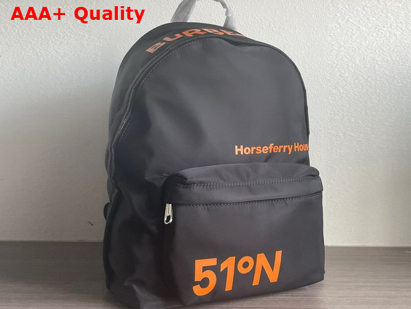Burberry Coordinates Print Backpack Black and Orange Nylon Replica