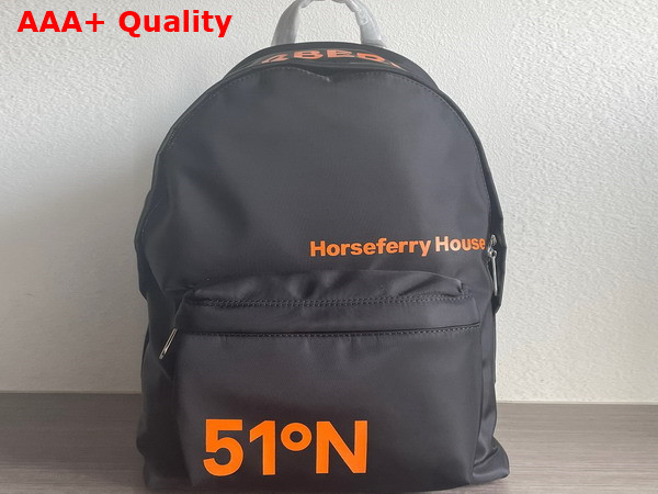 Burberry Coordinates Print Backpack Black and Orange Nylon Replica