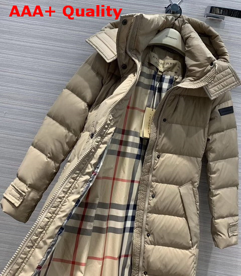 Burberry Detachable Hood Down Filled Coat in Beige Replica