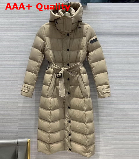 Burberry Detachable Hood Down Filled Coat in Beige Replica