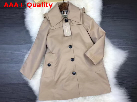 Burberry Detachable Hood Showerproof Cotton Swing Coat Honey Replica