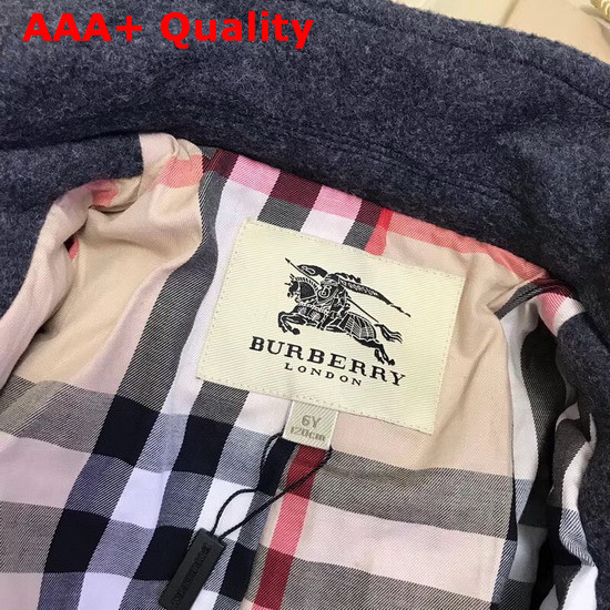 Burberry Double Faced Wool Duffle Coat in Dark Blue Replica