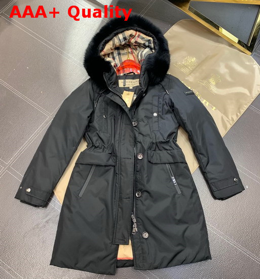 Burberry Down Filled Hooded Coat in Black Replica