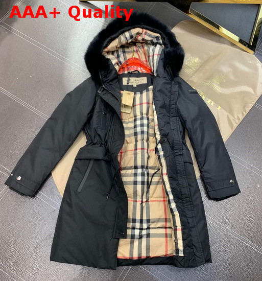 Burberry Down Filled Hooded Coat in Black Replica