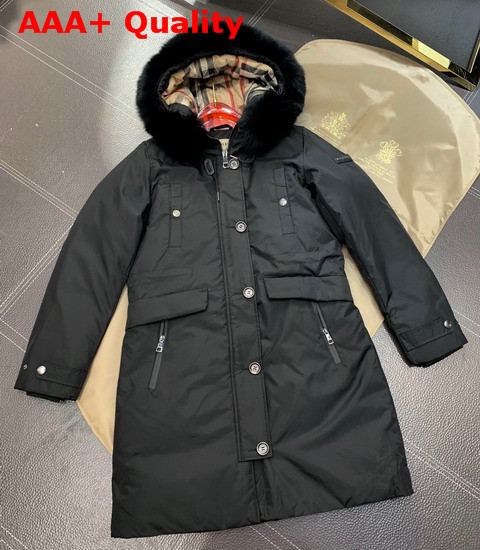 Burberry Down Filled Hooded Coat in Black Replica