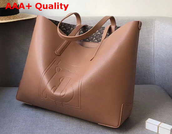 Burberry Embossed Monogram Motif Leather Tote in Camel Replica