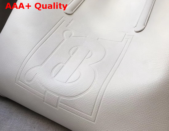 Burberry Embossed Monogram Motif Leather Tote in White Replica