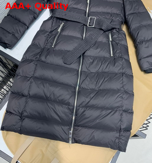 Burberry Fox Fur Trim Hooded Puffer Coat in Black Replica