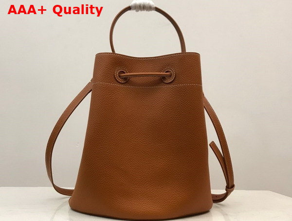 Burberry Grainy Leather Small TB Bucket Bag in Warm Russet Brown Replica