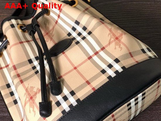 Burberry Horse Print Check Canvas Bucket Bag Black Replica