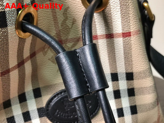 Burberry Horse Print Check Canvas Bucket Bag Black Replica