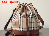 Burberry Horse Print Check Canvas Bucket Bag Tan Replica