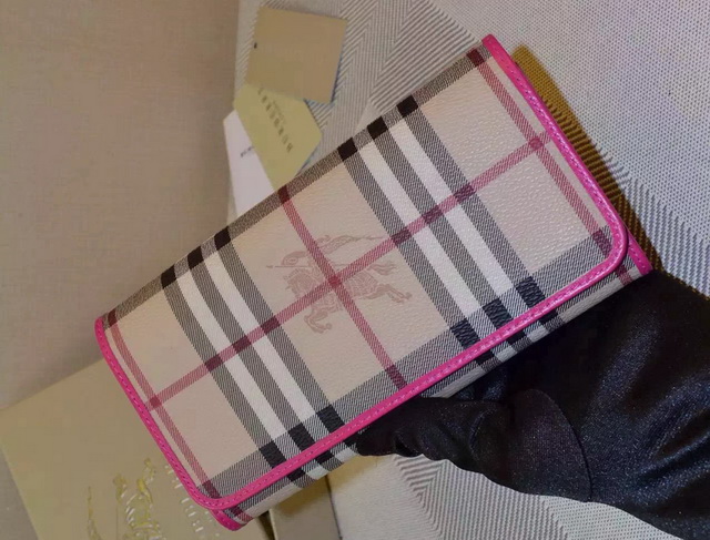 Burberry Horseferry Check And Leather Continental Wallet Fuchsia for Sale