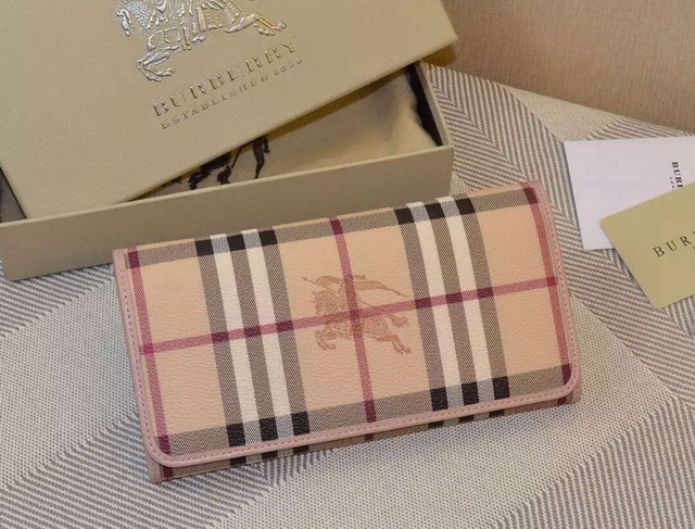 Burberry Horseferry Check And Leather Continental Wallet Pink for Sale
