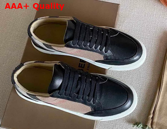 Burberry Horse Check and Leather Sneakers Black Replica