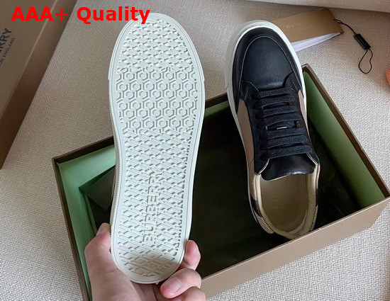 Burberry Horse Check and Leather Sneakers Black Replica