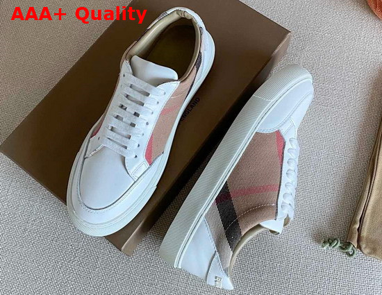 Burberry Horse Check and Leather Sneakers Optic White Replica