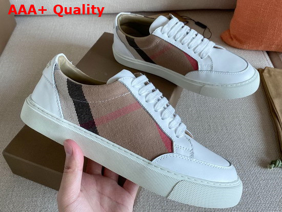 Burberry Horse Check and Leather Sneakers Optic White Replica