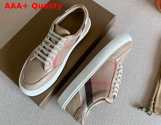Burberry Horse Check and Leather Sneakers Tan Replica