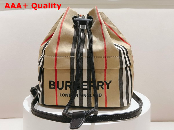 Burberry Icon Stripe Econyl Drawstring Pouch in Archive Beige Replica