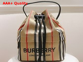 Burberry Icon Stripe Econyl Drawstring Pouch in Archive Beige Replica