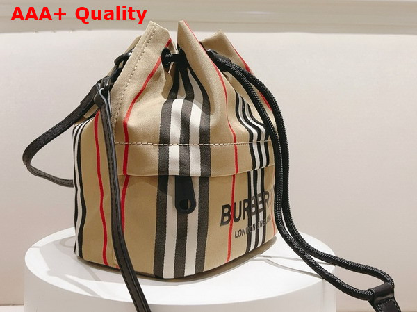 Burberry Icon Stripe Econyl Drawstring Pouch in Archive Beige Replica