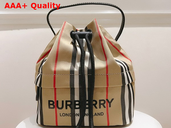Burberry Icon Stripe Econyl Drawstring Pouch in Archive Beige Replica