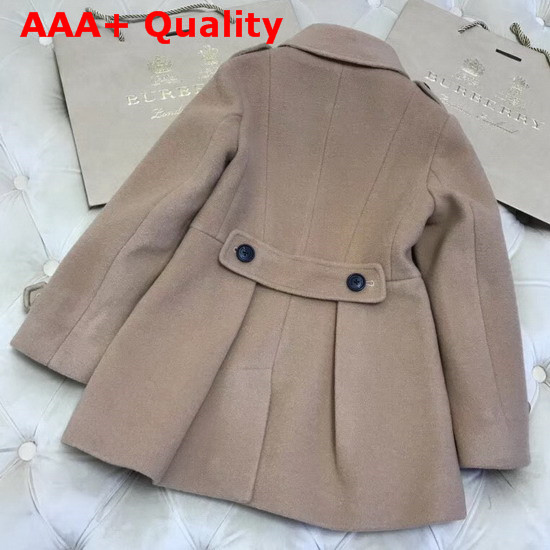Burberry Kids Skirted Wool Cashmere Coat in Honey Color Replica