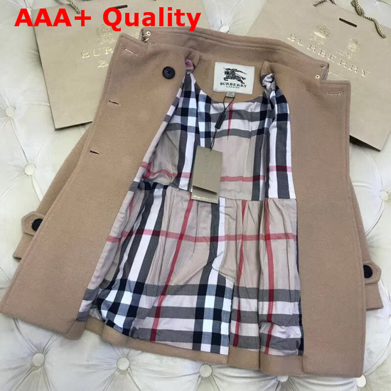 Burberry Kids Skirted Wool Cashmere Coat in Honey Color Replica