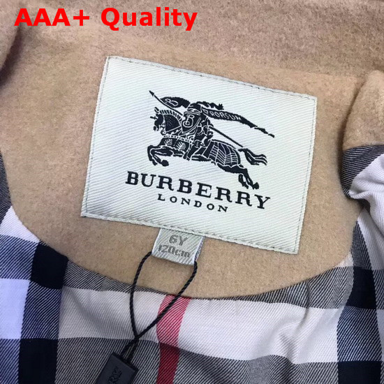Burberry Kids Skirted Wool Cashmere Coat in Honey Color Replica