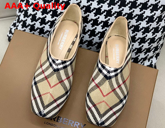 Burberry Latticed Cotton Kitten Heel Pumps Archive Beige Replica