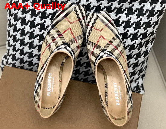 Burberry Latticed Cotton Kitten Heel Pumps Archive Beige Replica