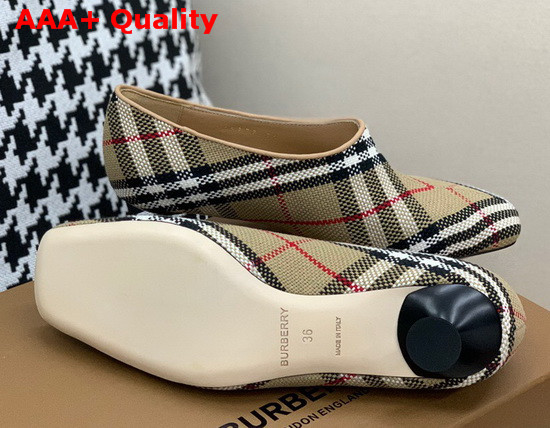 Burberry Latticed Cotton Kitten Heel Pumps Archive Beige Replica
