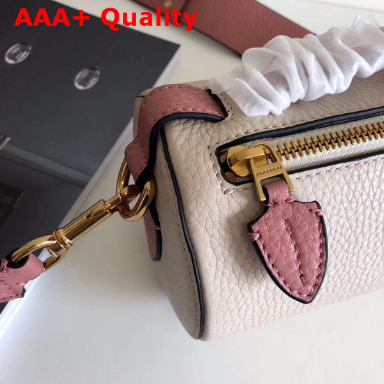 Burberry Leather Barrel Bag in Limestone Dust Rose Calf Leather Replica