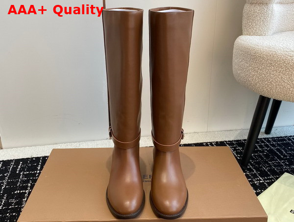Burberry Leather Boots Pine Cone Brown for Women Replica
