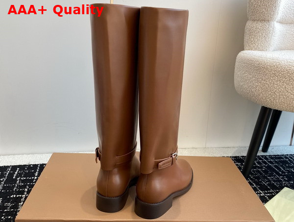 Burberry Leather Boots Pine Cone Brown for Women Replica