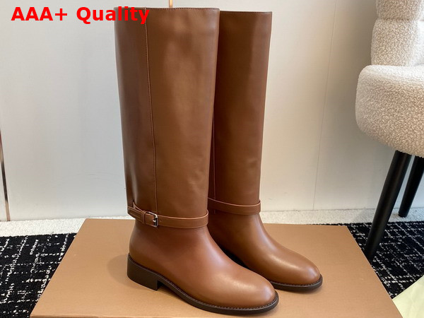 Burberry Leather Boots Pine Cone Brown for Women Replica