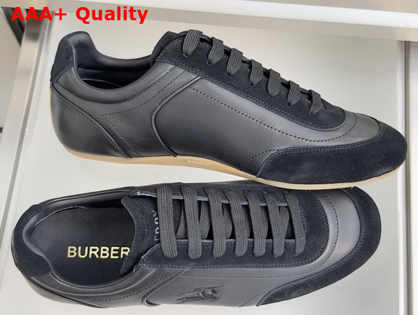 Burberry Leather Knight Runner Sneakers in Black Replica