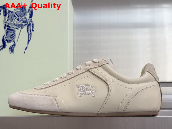 Burberry Leather Knight Runner Sneakers in Dove Beige Replica